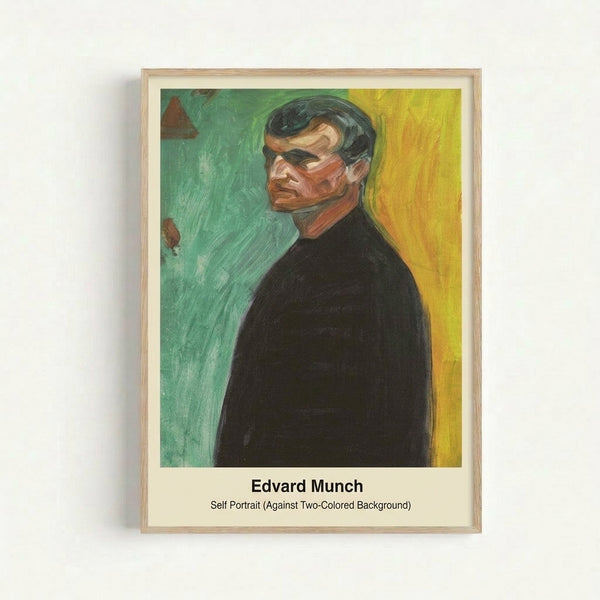 Dark expressionist portrait with simplified facial forms rendered in contrasting tones, creating an intense and psychological mood characteristic of modernist printmaking.