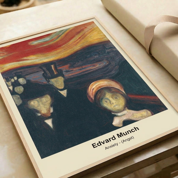 Framed expressionist poster with a shadowed, indistinct human figure rendered in muted palette, embodying psychological darkness and early modernist angst.