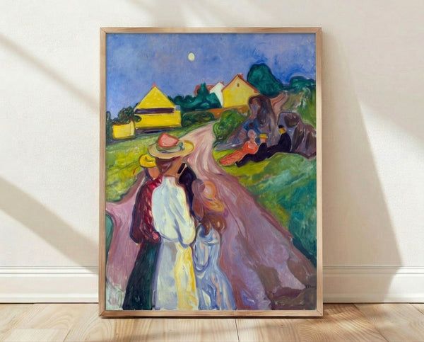 Framed abstract portrait poster in muted earth tones and soft blues, depicting a contemplative figure with an ethereal, dreamlike quality characteristic of early modernist art.