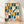 Abstract Bauhaus poster with geometric checkerboard and wave patterns in navy blue, mustard gold, cream, and rust coral, framed on wall in minimalist mid-century modern style.