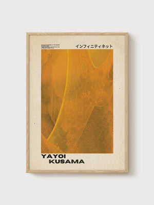 Yayoi Kusama Print poster in oak frame