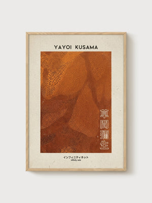Yayoi Kusama Print poster in oak frame