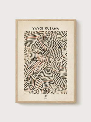 Yayoi Kusama Print poster in oak frame