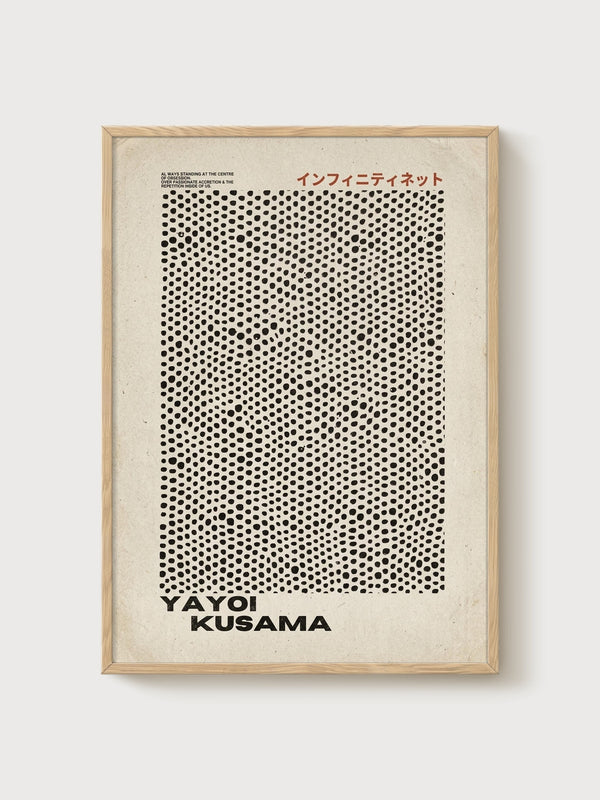 Yayoi Kusama Print poster in oak frame
