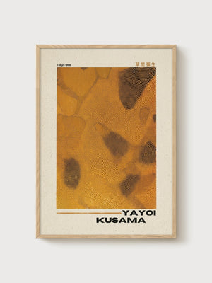 Yayoi Kusama Print poster in oak frame
