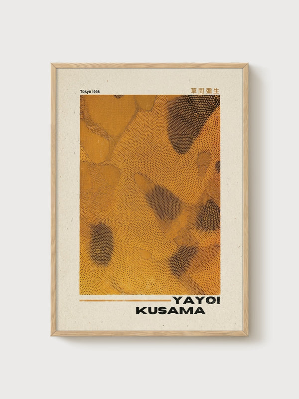 Yayoi Kusama Print poster in oak frame