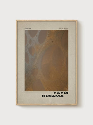 Yayoi Kusama Print poster in oak frame