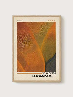 Yayoi Kusama Print poster in oak frame