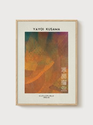 Yayoi Kusama Print poster in oak frame