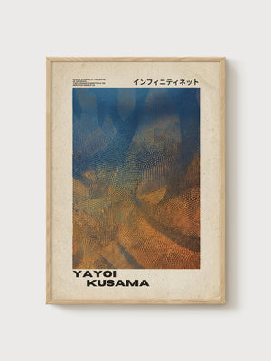 Yayoi Kusama Print poster in oak frame