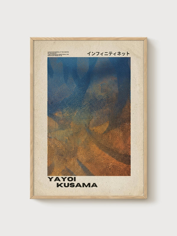 Yayoi Kusama Print poster in oak frame