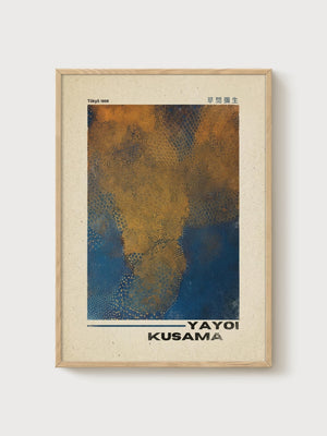 Yayoi Kusama Print poster in oak frame