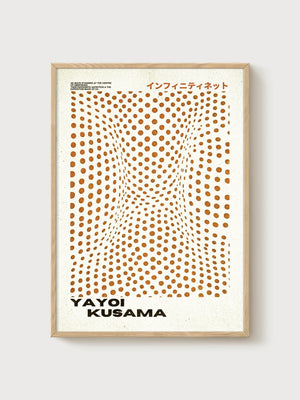 Yayoi Kusama Print poster in oak frame