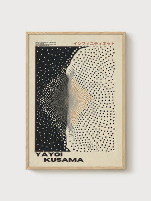Yayoi Kusama Print poster in oak frame