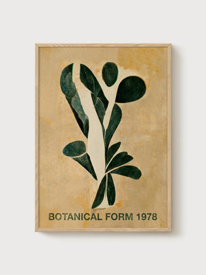 Mid Century Modern Botanical Print poster in oak frame