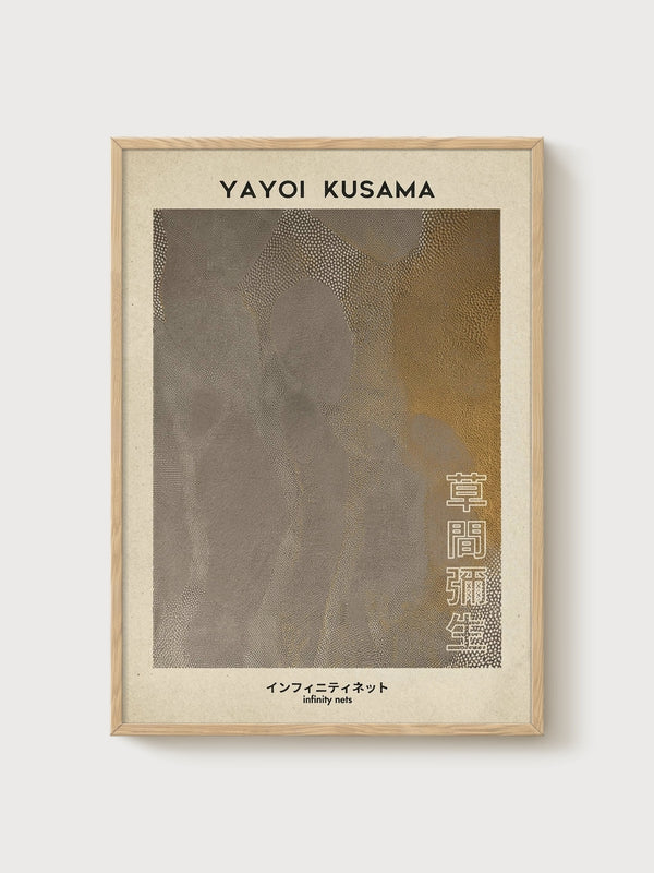 Yayoi Kusama Print poster in oak frame