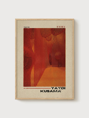 Yayoi Kusama Print poster in oak frame