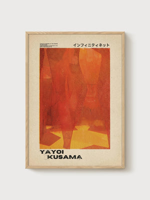 Yayoi Kusama Print poster in oak frame
