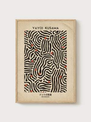 Yayoi Kusama Print poster in oak frame