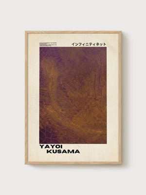 Yayoi Kusama Print poster in oak frame