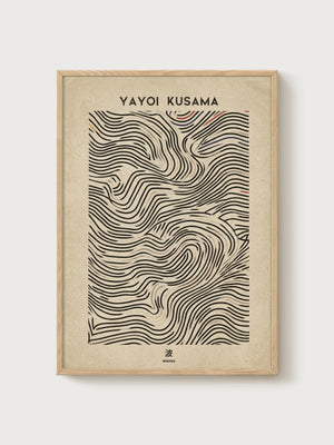Yayoi Kusama Print poster in oak frame