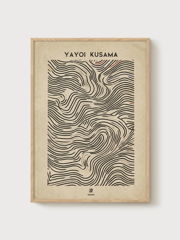 Yayoi Kusama Print poster in oak frame