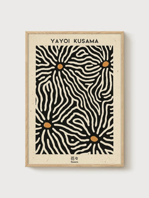 Yayoi Kusama Print poster in oak frame