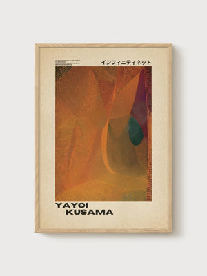 Yayoi Kusama Print poster in oak frame