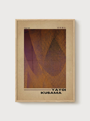 Yayoi Kusama Print poster in oak frame