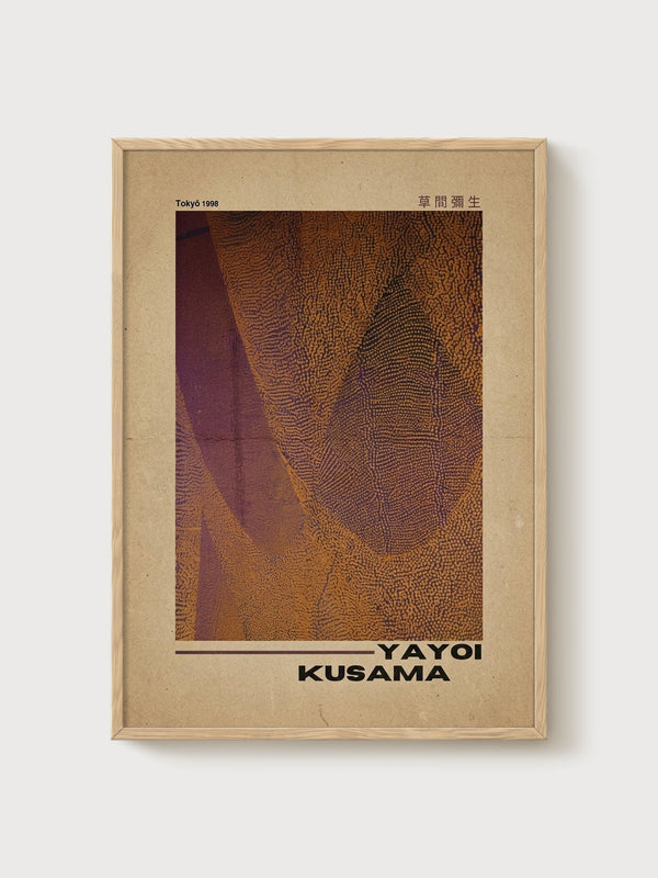 Yayoi Kusama Print poster in oak frame