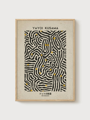 Yayoi Kusama Print poster in oak frame