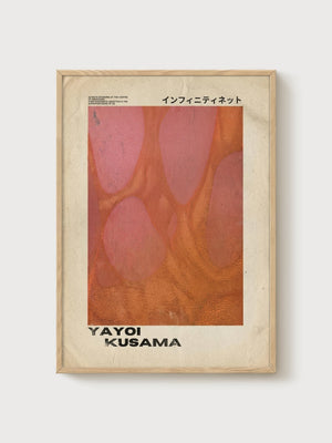 Yayoi Kusama Print poster in oak frame