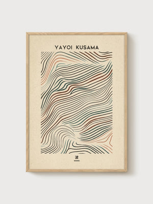 Yayoi Kusama Print poster in oak frame