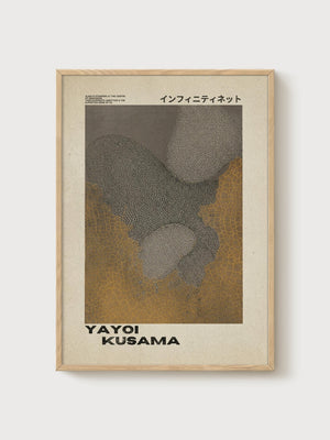 Yayoi Kusama Print poster in oak frame