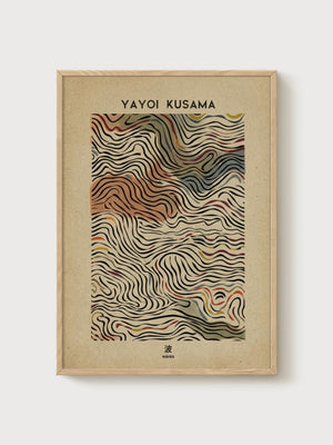 Yayoi Kusama Print poster in oak frame