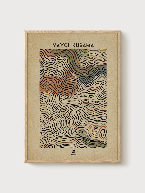Yayoi Kusama Print poster in oak frame