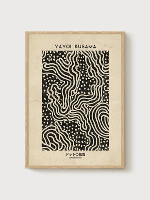 Yayoi Kusama Print poster in oak frame