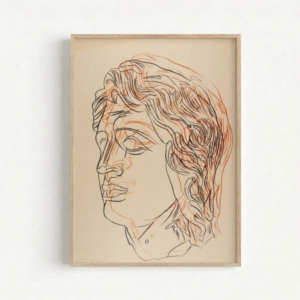 Contemporary wall art print featuring a stylized portrait of Alexander the Great in saturated hues and graphic design aesthetic.