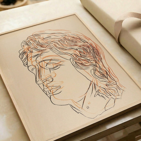 Bold modern poster art of Alexander the Great with graphic color fields and an avant-garde take on historical figure representation.