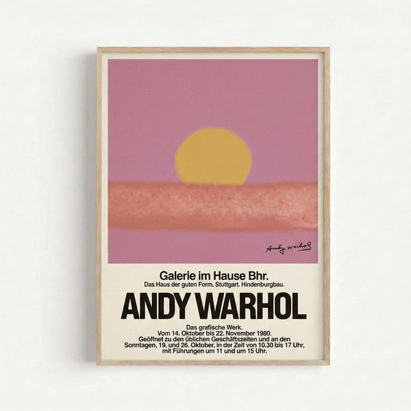 Serene pop art print featuring a simplified sun composition in warm terracotta and cream hues, evoking dawn or dusk with contemplative minimalist aesthetic.