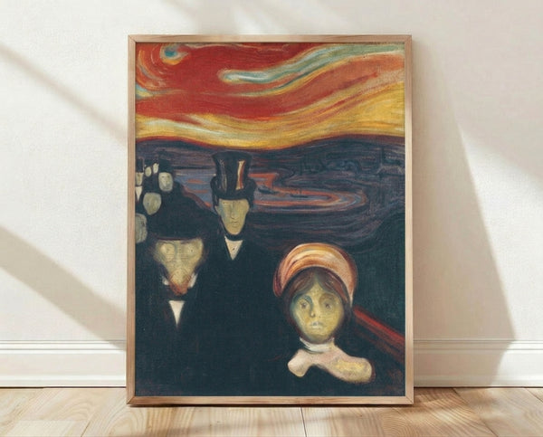 Expressionist portrait of a faceless figure in muted earth tones and deep shadows, capturing psychological unease and existential dread through bold, anxious brushwork.