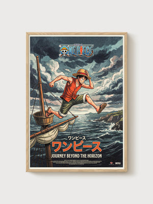 One Piece Poster poster in oak frame