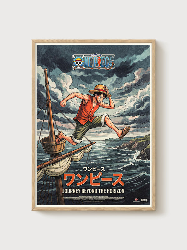 One Piece Poster poster in oak frame