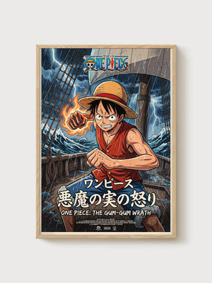 One Piece Poster poster in oak frame