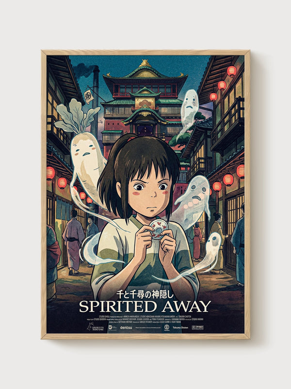 Spirited Away Poster poster in oak frame