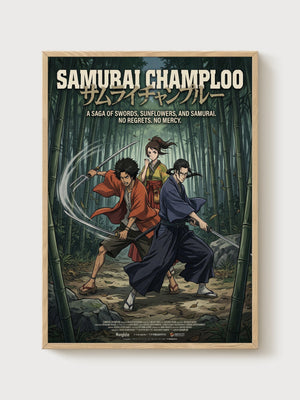 Samurai Champloo Poster poster in oak frame