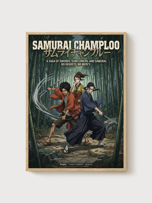 Samurai Champloo Poster poster in oak frame