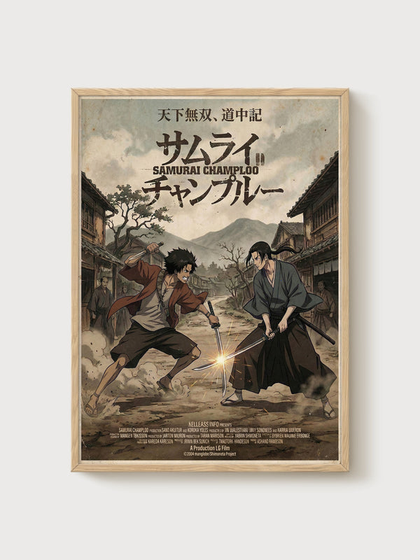 Samurai Champloo Poster poster in oak frame