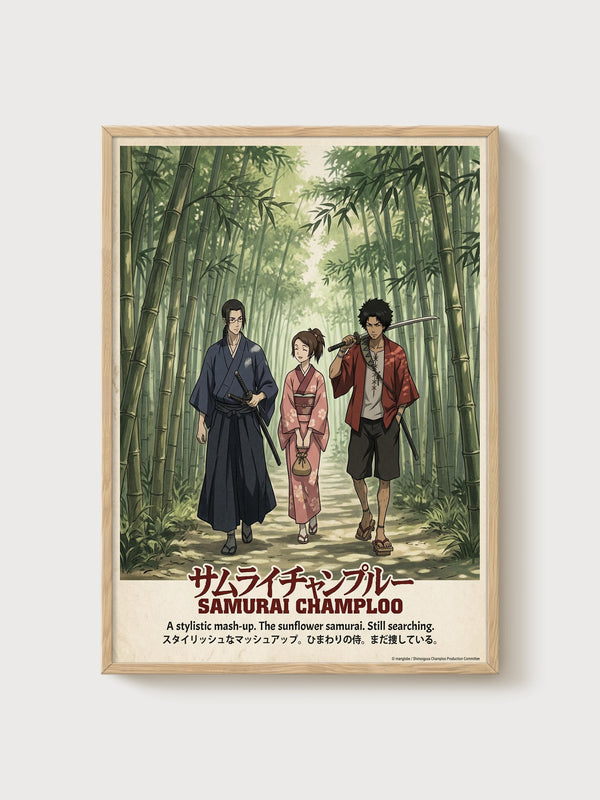 Samurai Champloo Poster poster in oak frame