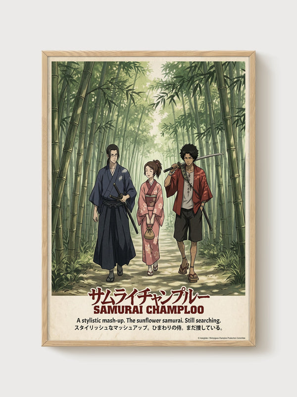 Samurai Champloo Poster poster in oak frame